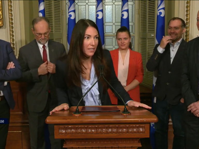 Sarah V. Doyon de l'Alliance TRANSIT à l'Assemblée nationale du Québec avec le Parti libéral du Québec, Québec Solidaire et le Parti Québécois