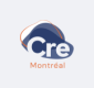 logo du CRE Montréal, nuage bleu, touches orangées